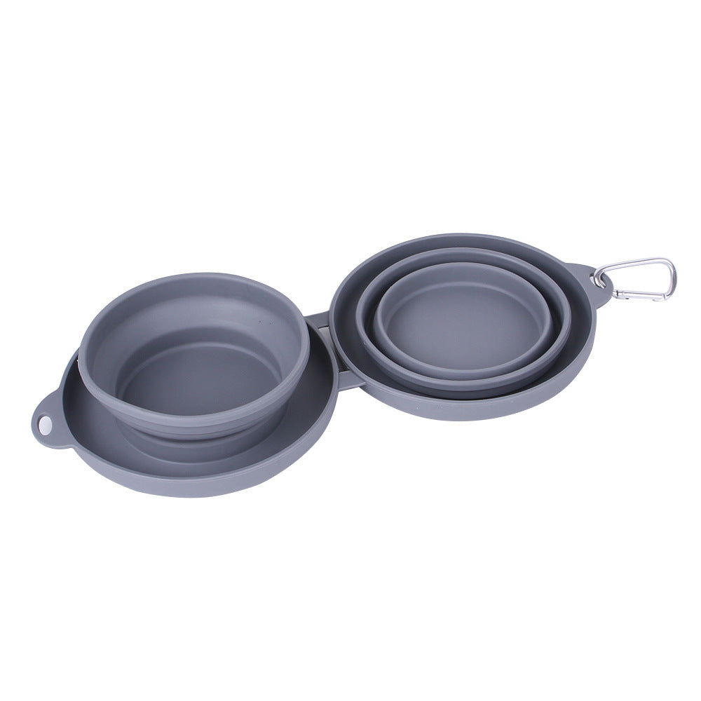 Silicone Collapsible and Foldable Double Pet Bowl