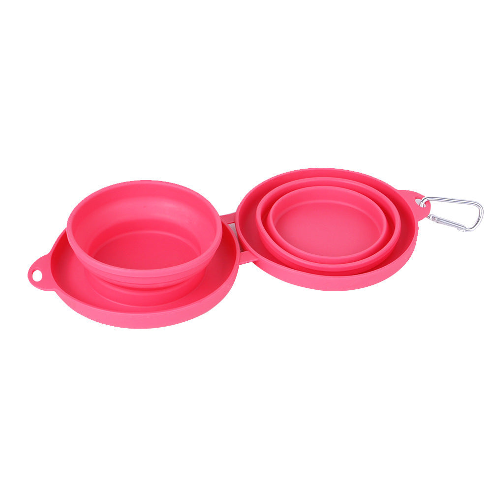 Silicone Collapsible and Foldable Double Pet Bowl